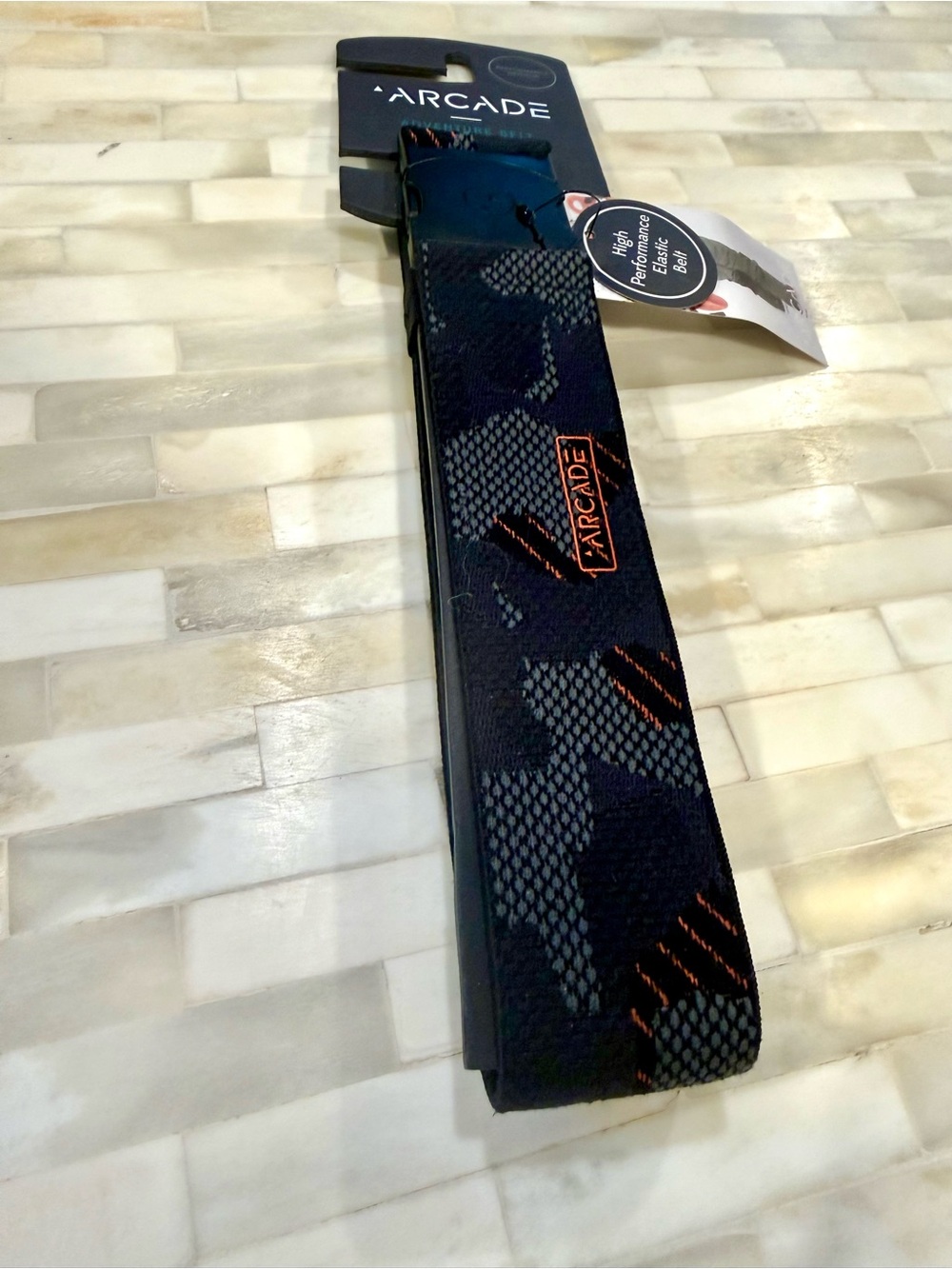 NWT - Arcade Black and Gray Belt with Orange Accent Stitching